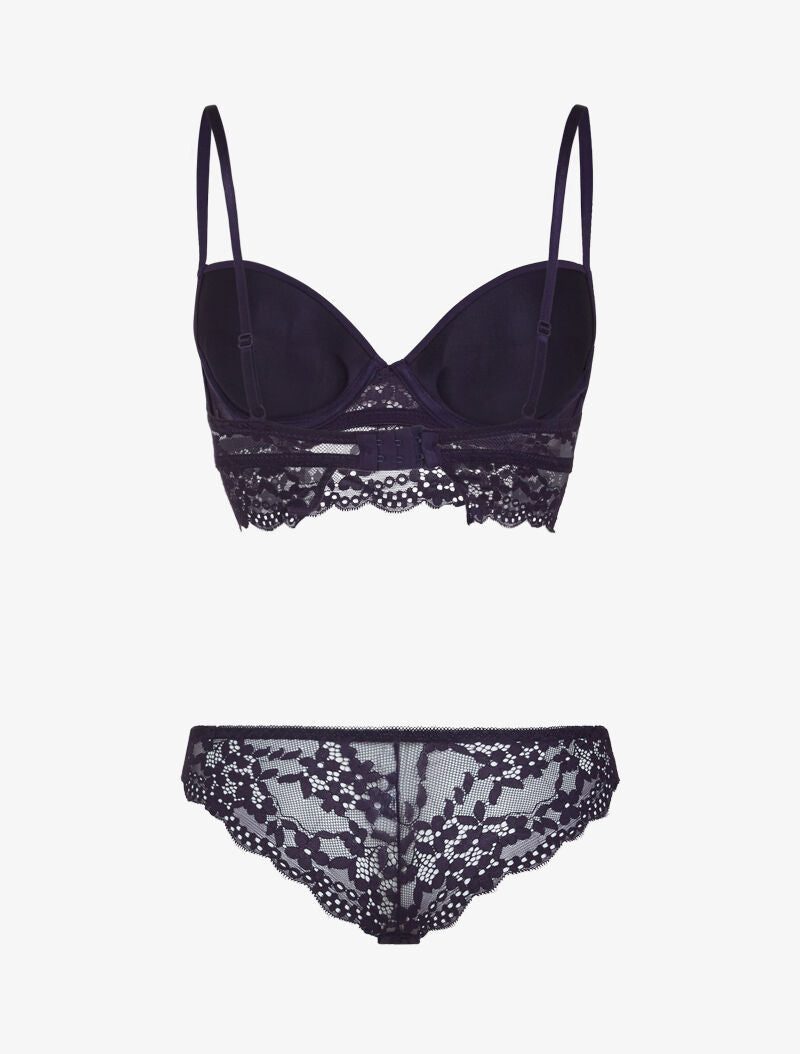 Ensemble bustier bi matière - bleu nuit - 2