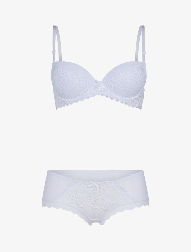 Ensemble en dentelle et résille - blanc - 1