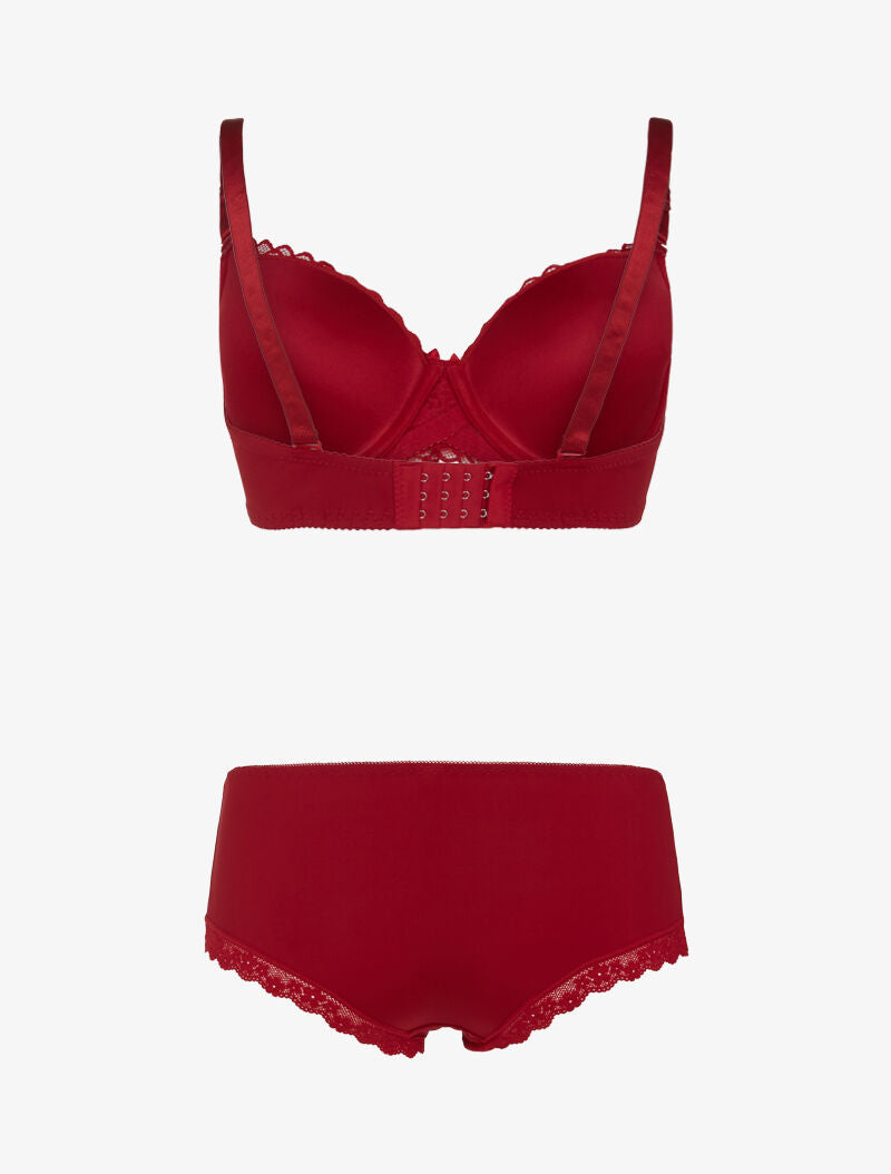 Ensemble à broderie style rosace - lie de vin - 2