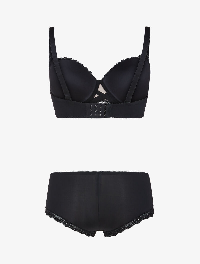 Ensemble à broderie style rosace - noir/nude - 2