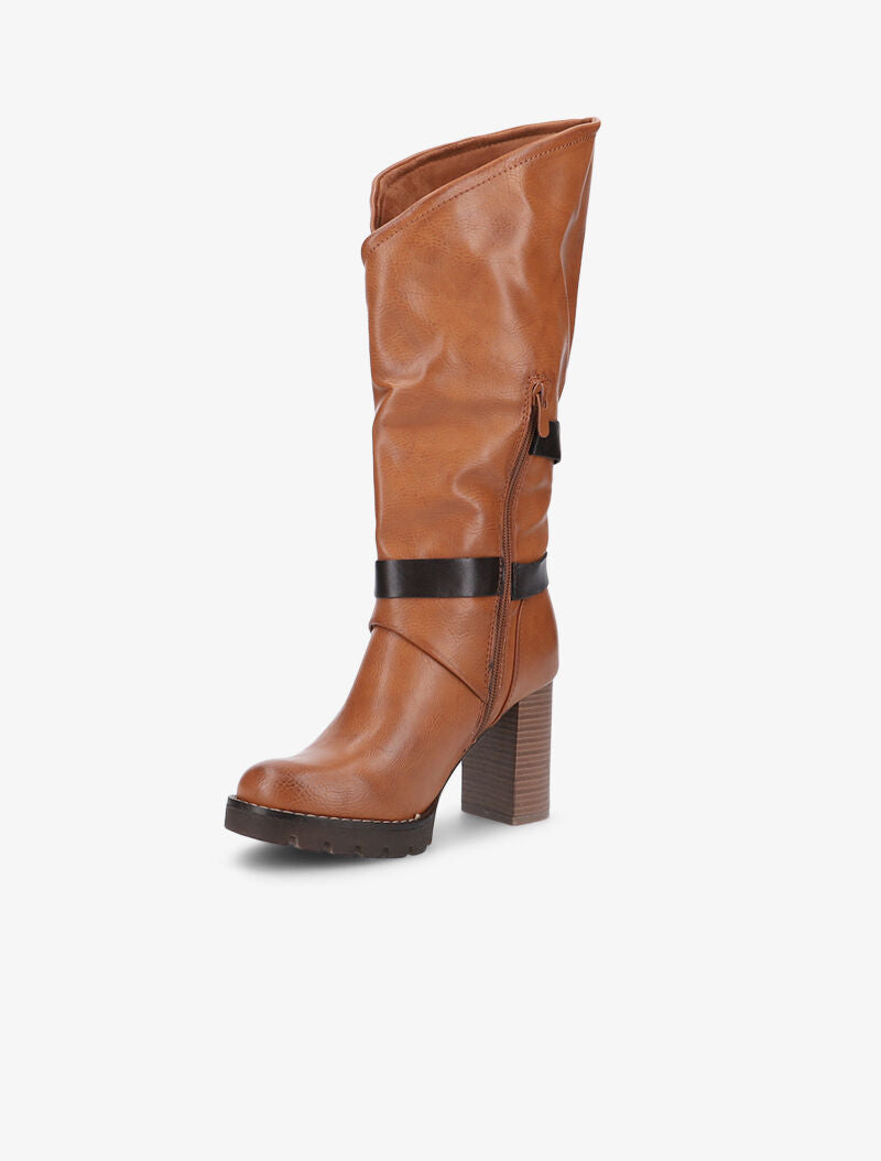 Bottes à revers asymétrique - camel - 4