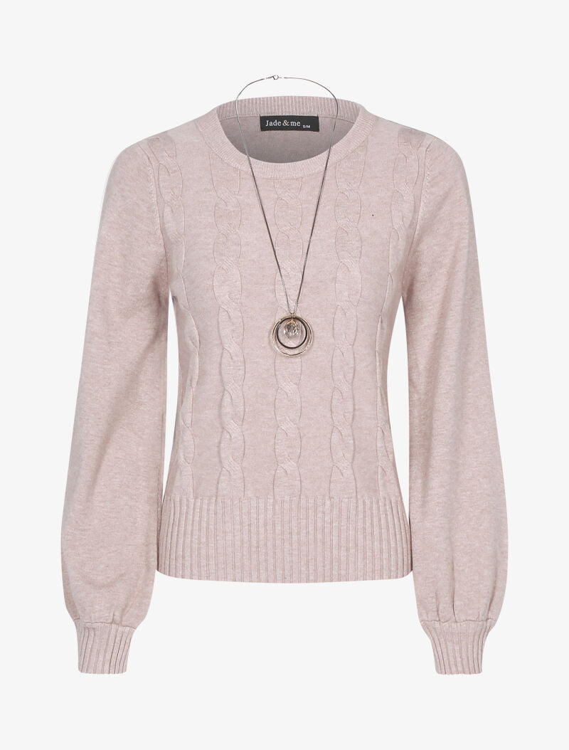 Pull court à détails torsadés - taupe - 1