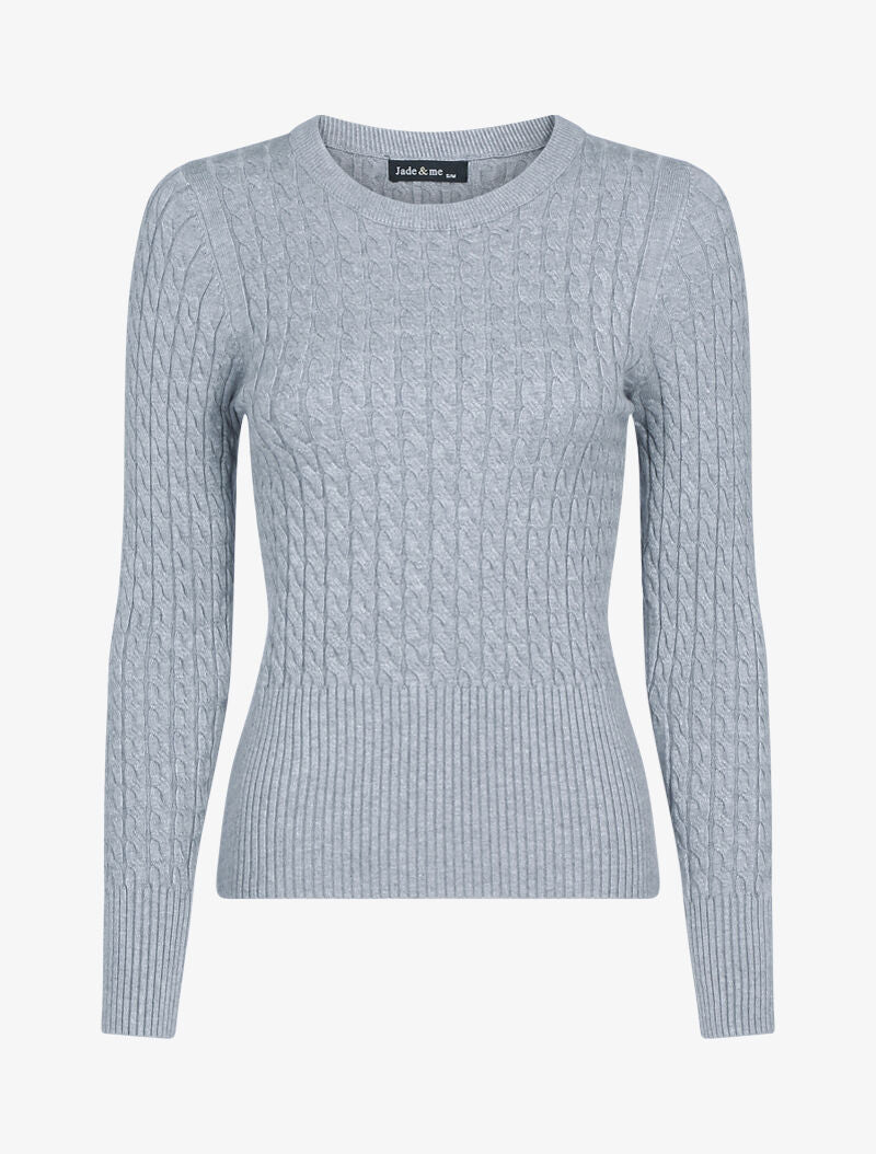 Pull court en maille torsadée - gris clair - 1