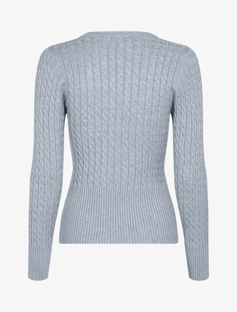 Pull court en maille torsadée - gris clair - 2