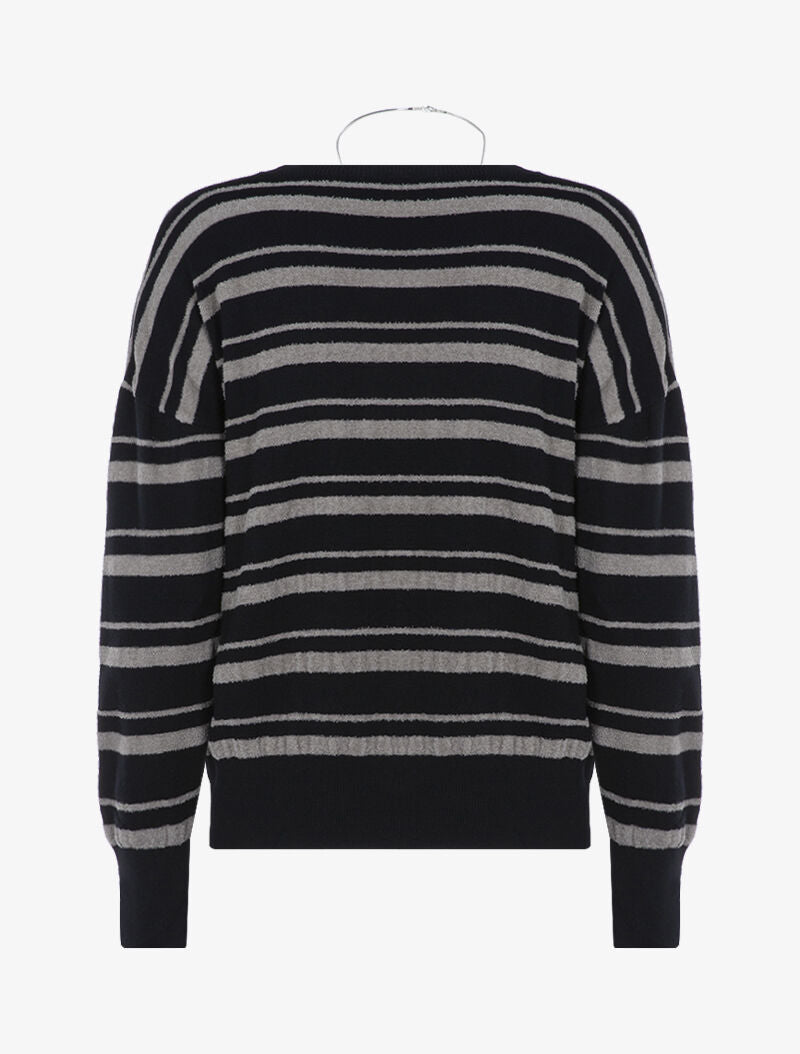 Pull à rayures en pilou - gris/noir - 3