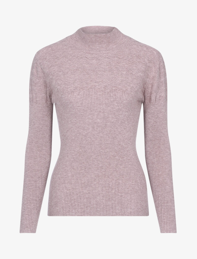 Pull côtelé à détails géométriques - taupe - 1