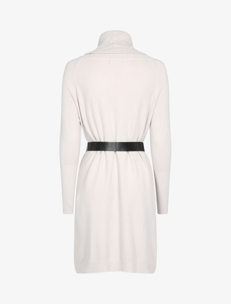Robe pull à manches bishop et détails géométriques - beige - 2