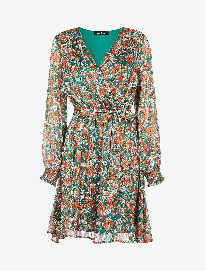Robe à rayures irisées et fleurs - vert - 3