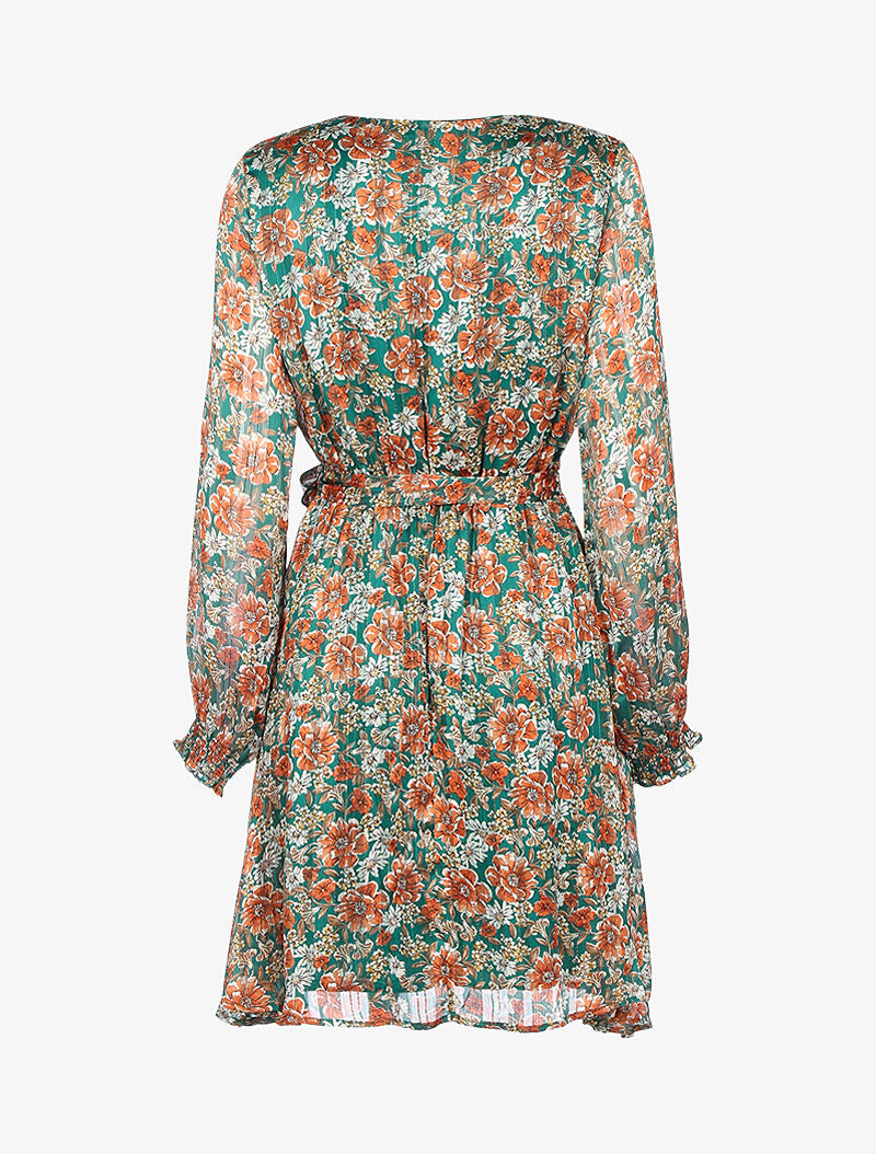 Robe à rayures irisées et fleurs - vert - 2