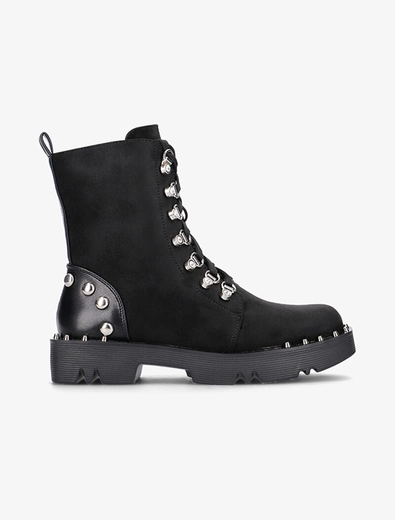Boots rock bimatière à semelle carrée - noir - 1