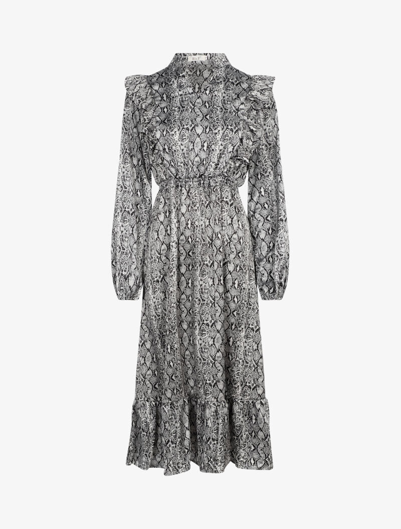 Robe à jabots et imprimé python - gris foncé - 3