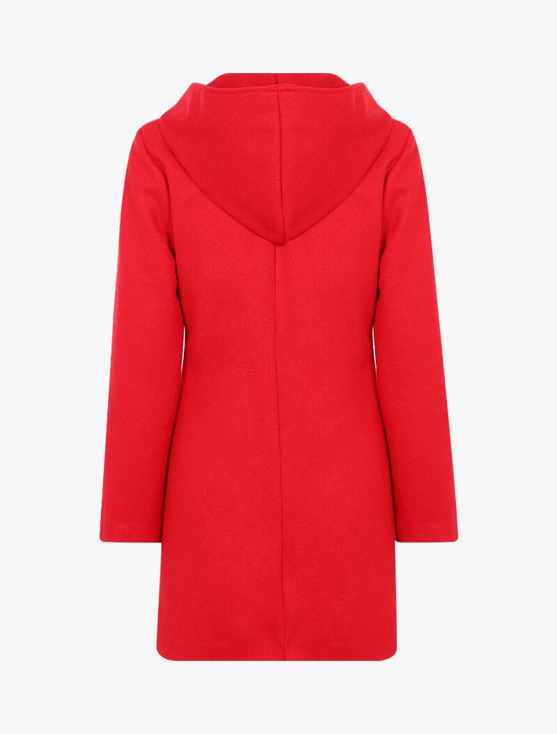 Manteau uni à capuche - rouge - 2