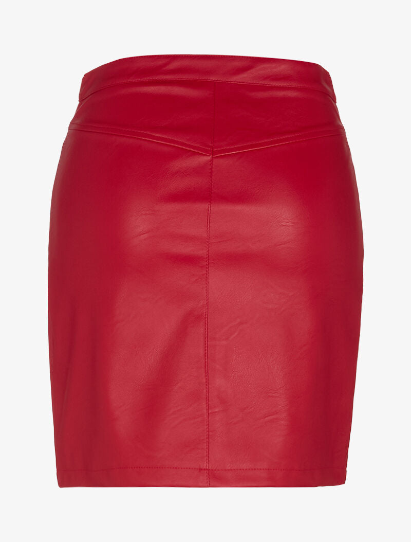 Jupe en simili à poches hautes zippées - rouge - 3