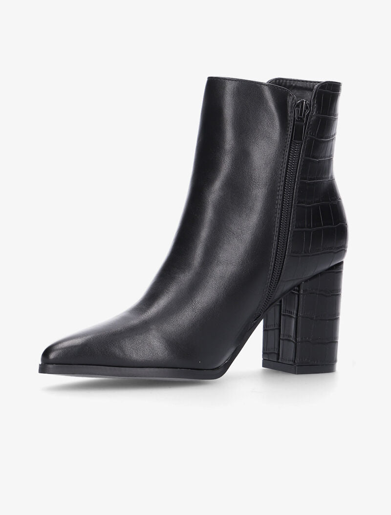 Bottines pointues à contrefort effet croco - noir - 5