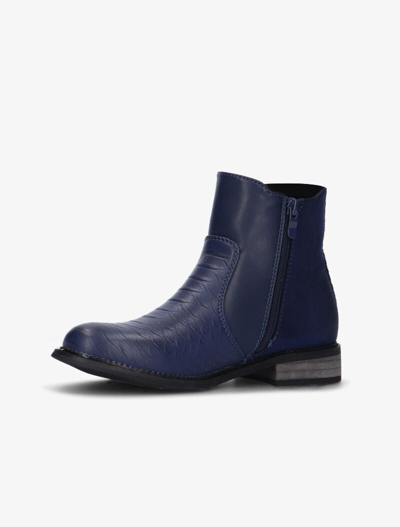 Boots effet écailles à côté élastiqué - bleu nuit - 3
