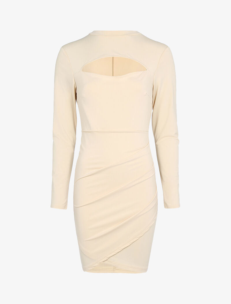 Robe stretch à découpe - beige - 3