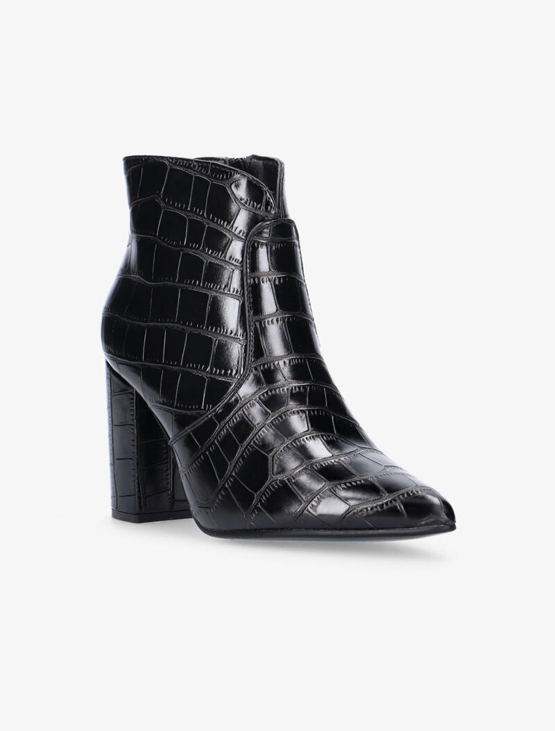 Bottines croco fendues - noir - 2