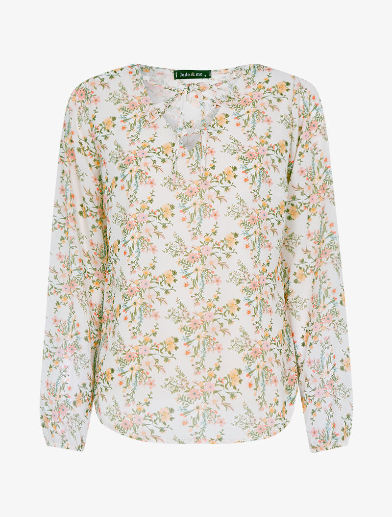 Blouse en voile à imprimés - beige - 3