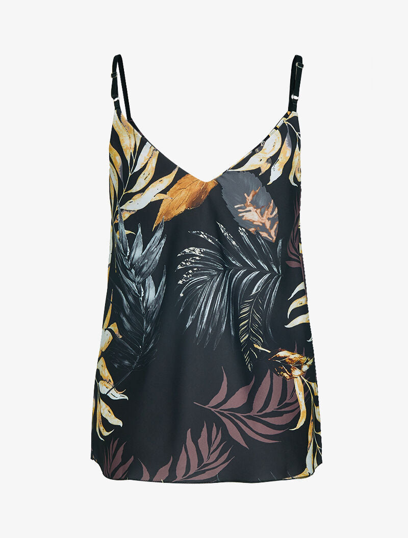 Débardeur satiné à imprimés - noir - 2