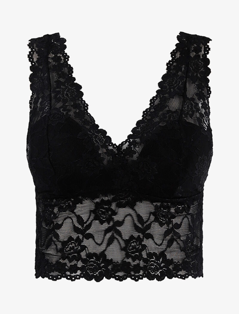 Crop top en dentelle - noir - 1