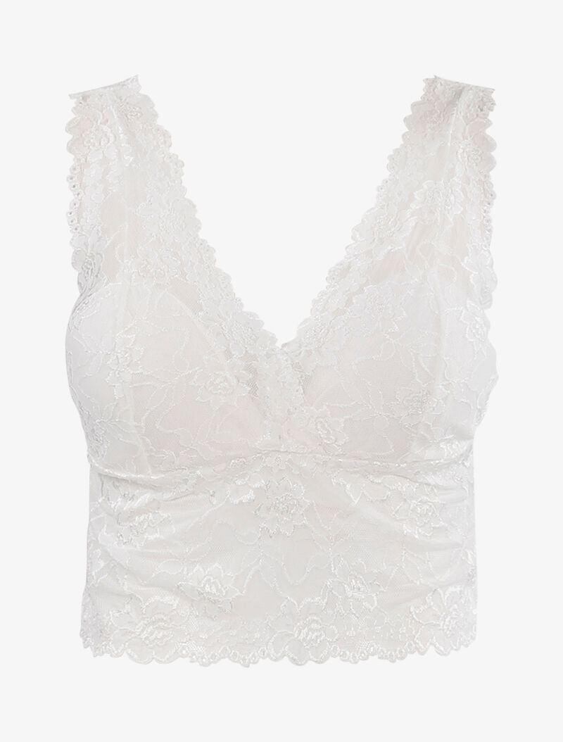Crop top en dentelle - blanc - 3