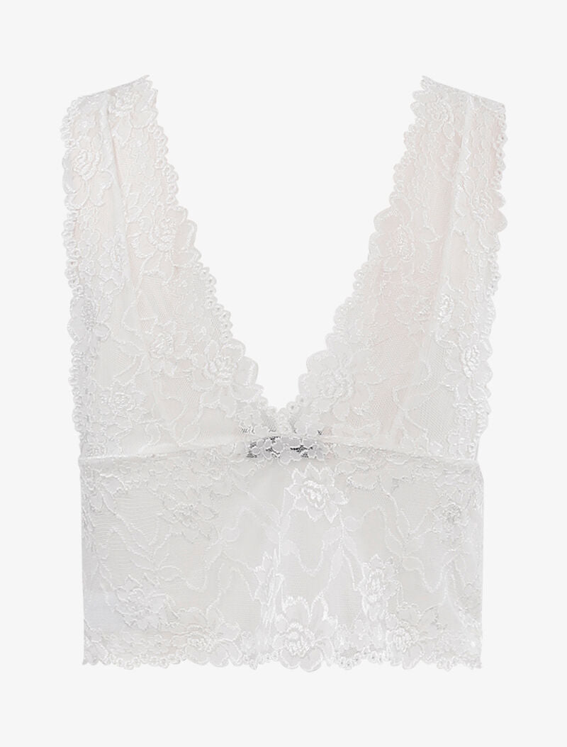 Crop top en dentelle - blanc - 2