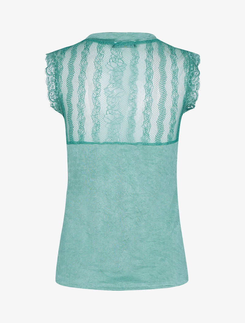 Top à décolleté dentelle - vert - 2