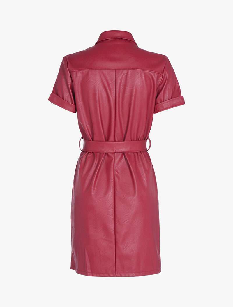 Robe chemise boutonnée - rouge - 2