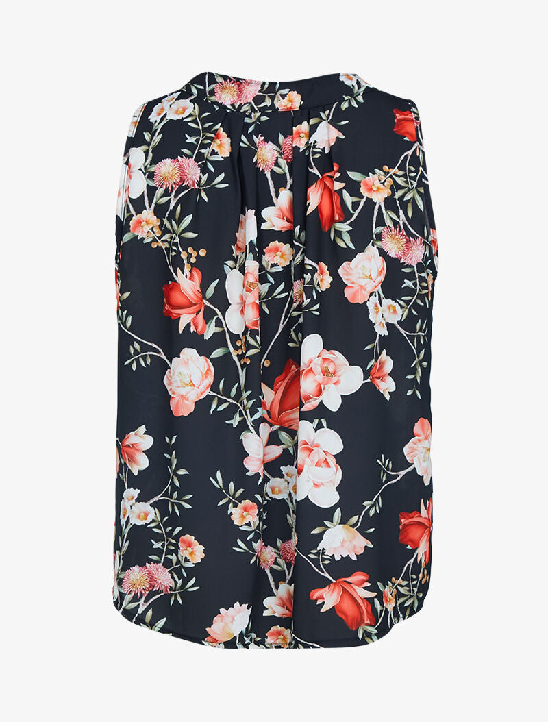 Top en voile à imprimé floral - noir - 2