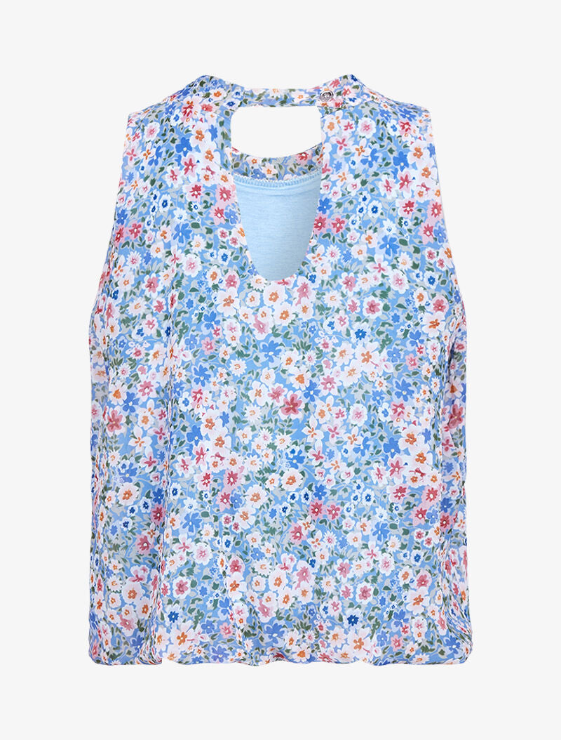 Top coupe boule à imprimé floral - bleu ciel - 2