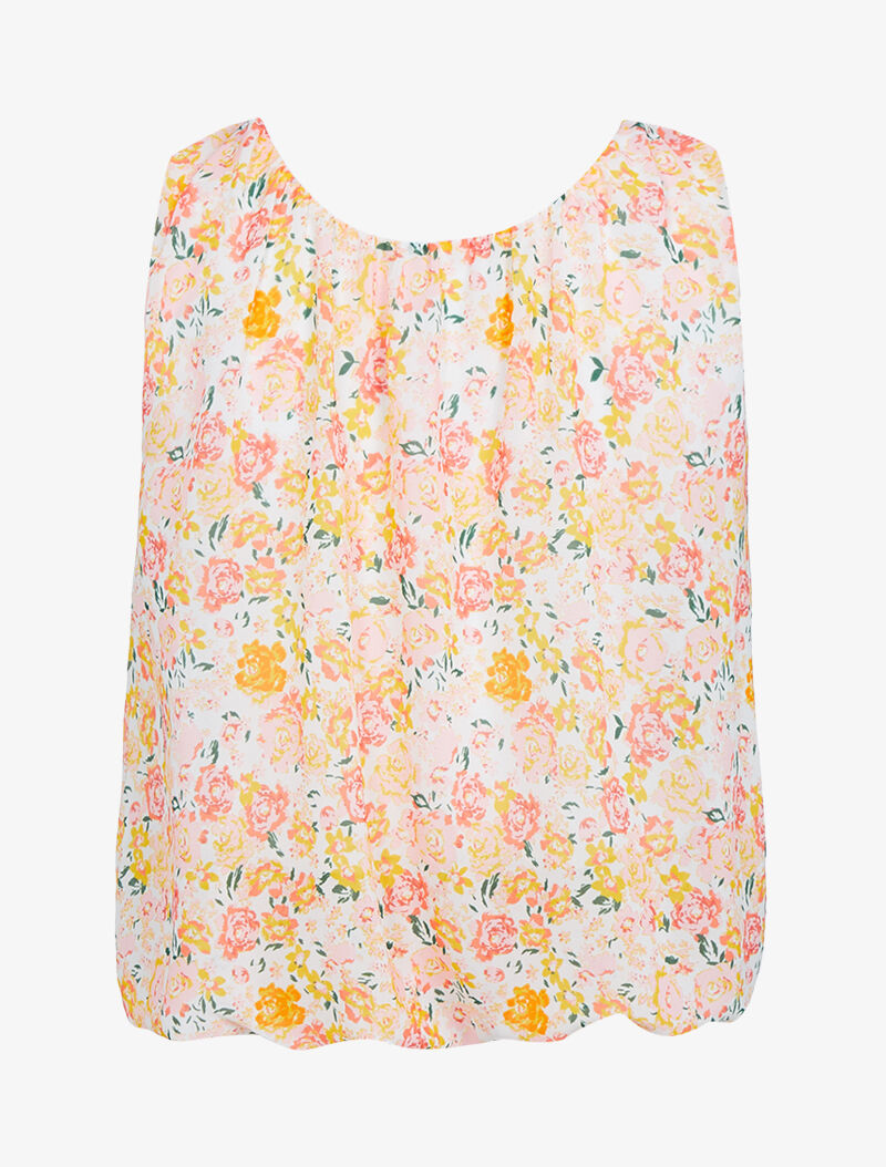 Top boule à imprimé floral - ecru - 2