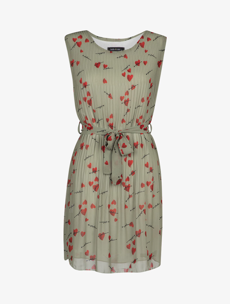 Robe gaufrée à imprimé coeurs - vert - 3
