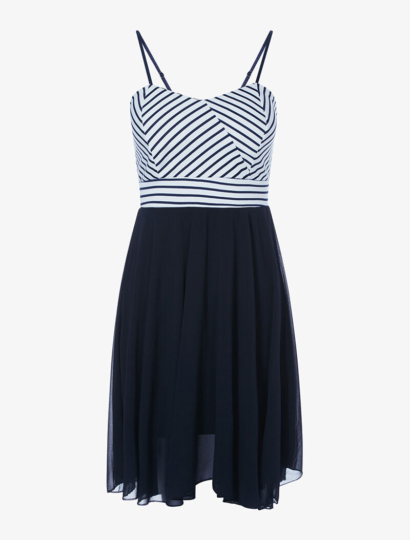 Robe à buste inspiration marinière - marine - 1