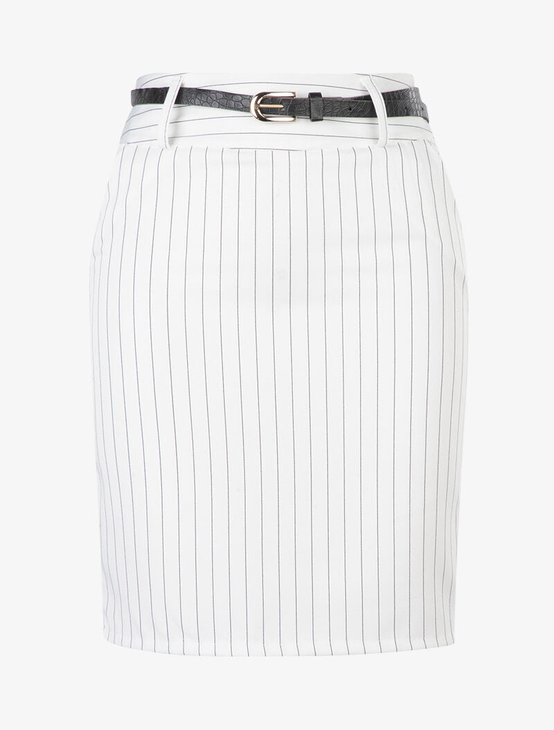 Jupe tailleur à fine rayures - blanc - 1