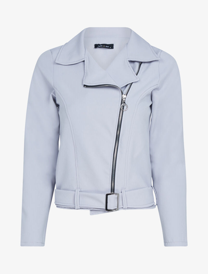 Veste zippée à bord ceinturé - gris clair - 1
