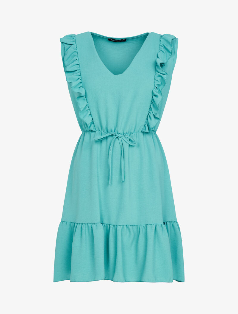 Robe fluide à bandes volantées - turquoise - 3