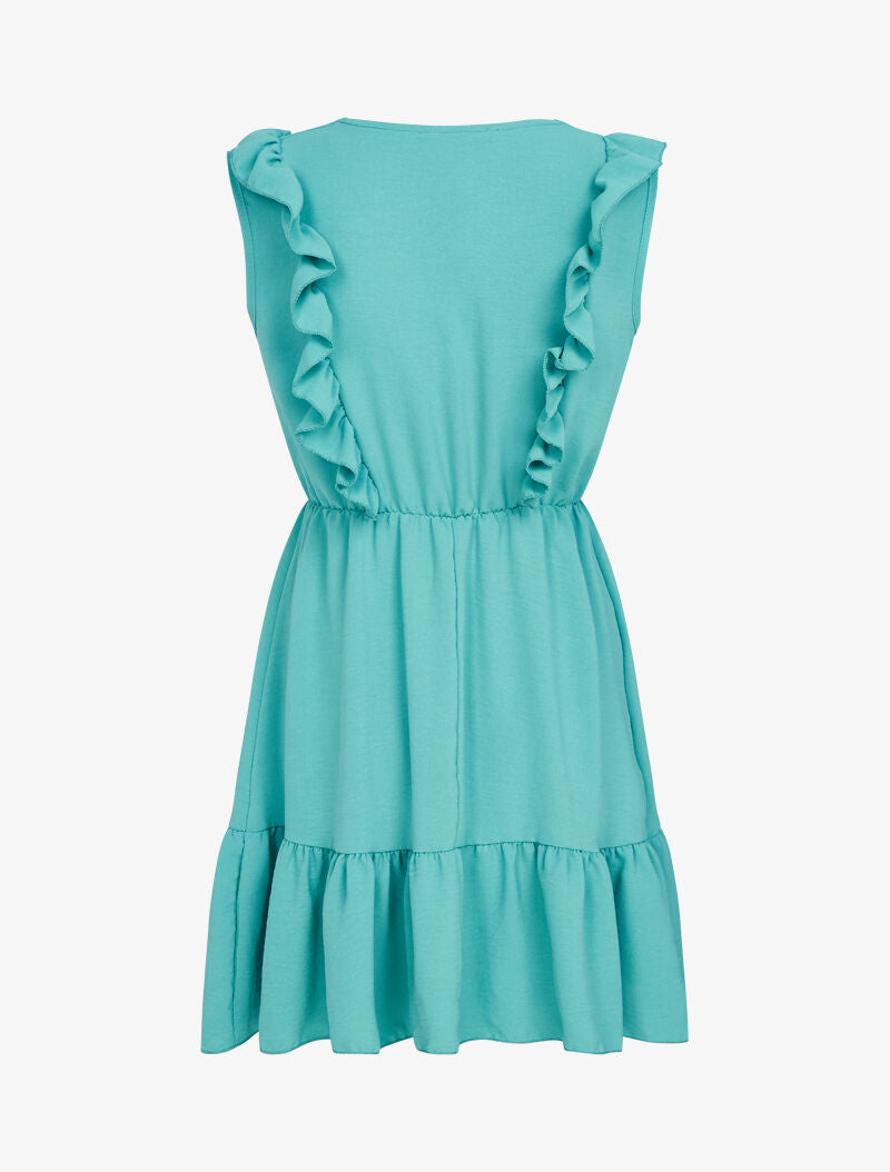 Robe fluide à bandes volantées - turquoise - 2