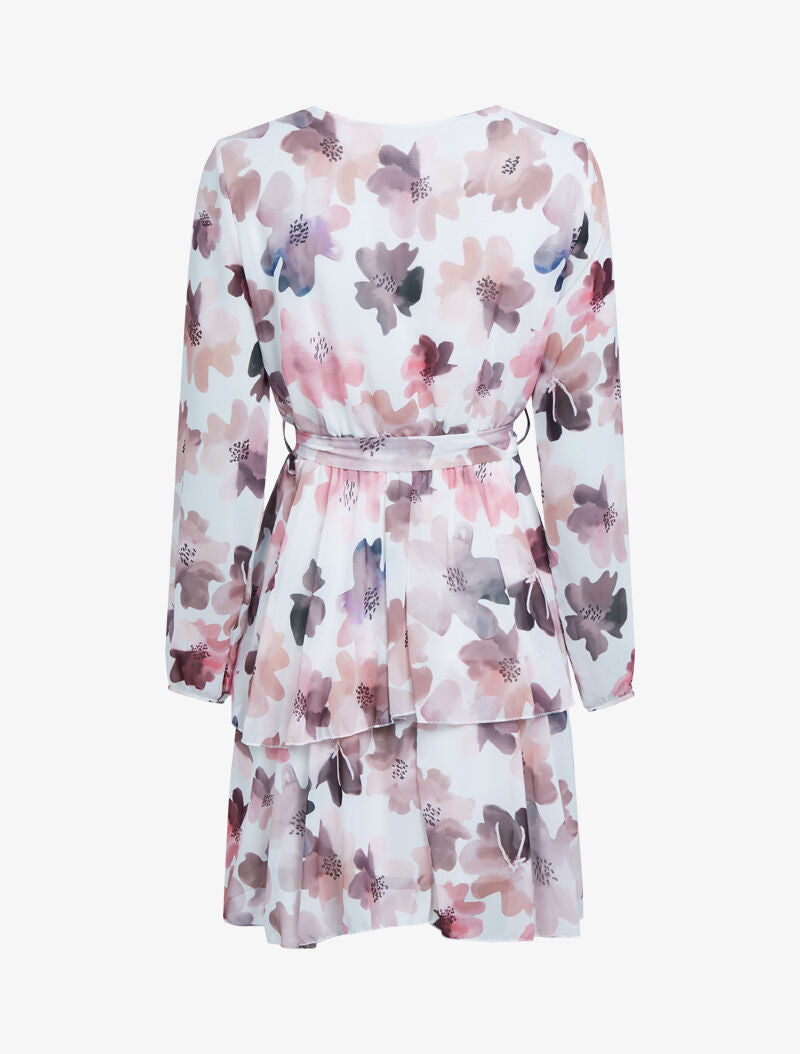 Robe à volants et imprimés - blanc - 2