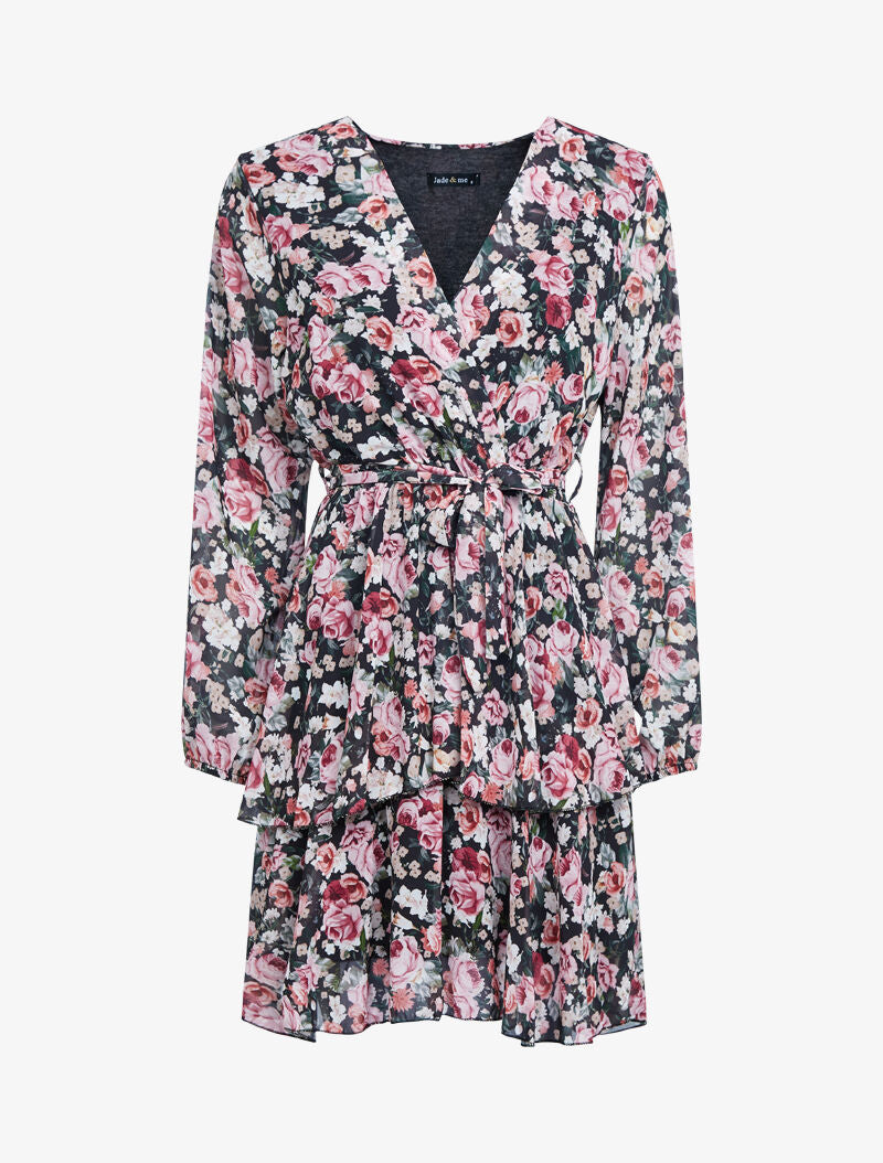 Robe à volants et imprimés - noir - 4