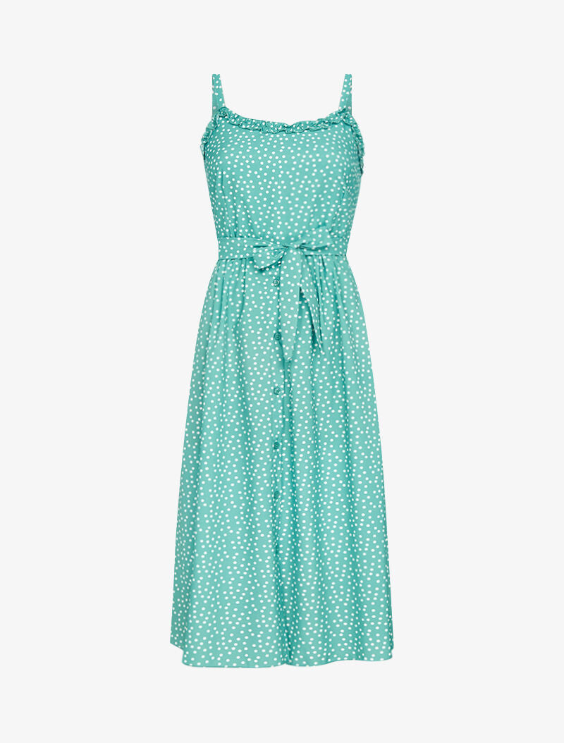 Robe longue à pois - turquoise - 2