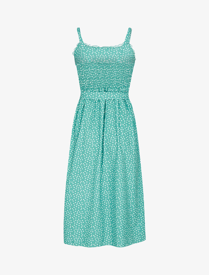 Robe longue à pois - turquoise - 3