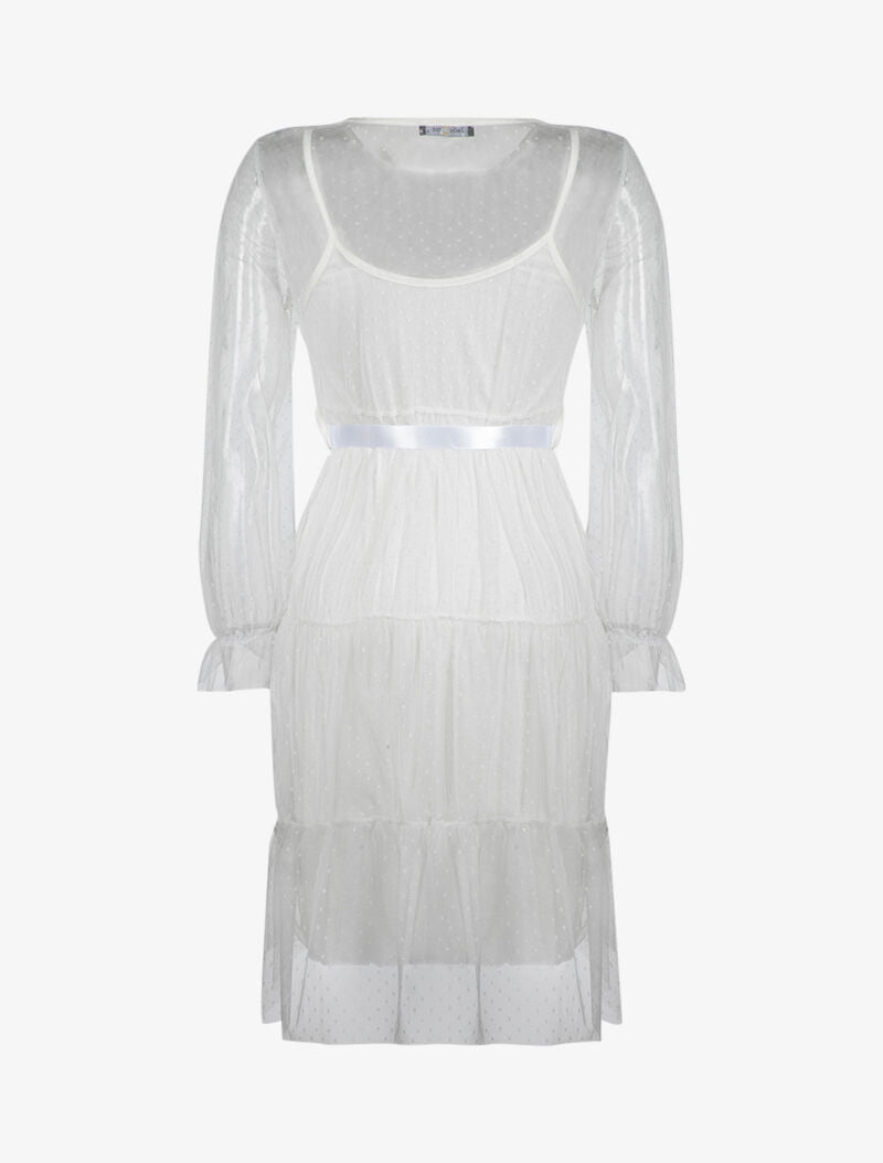 Robe en résille et pois - blanc - 2
