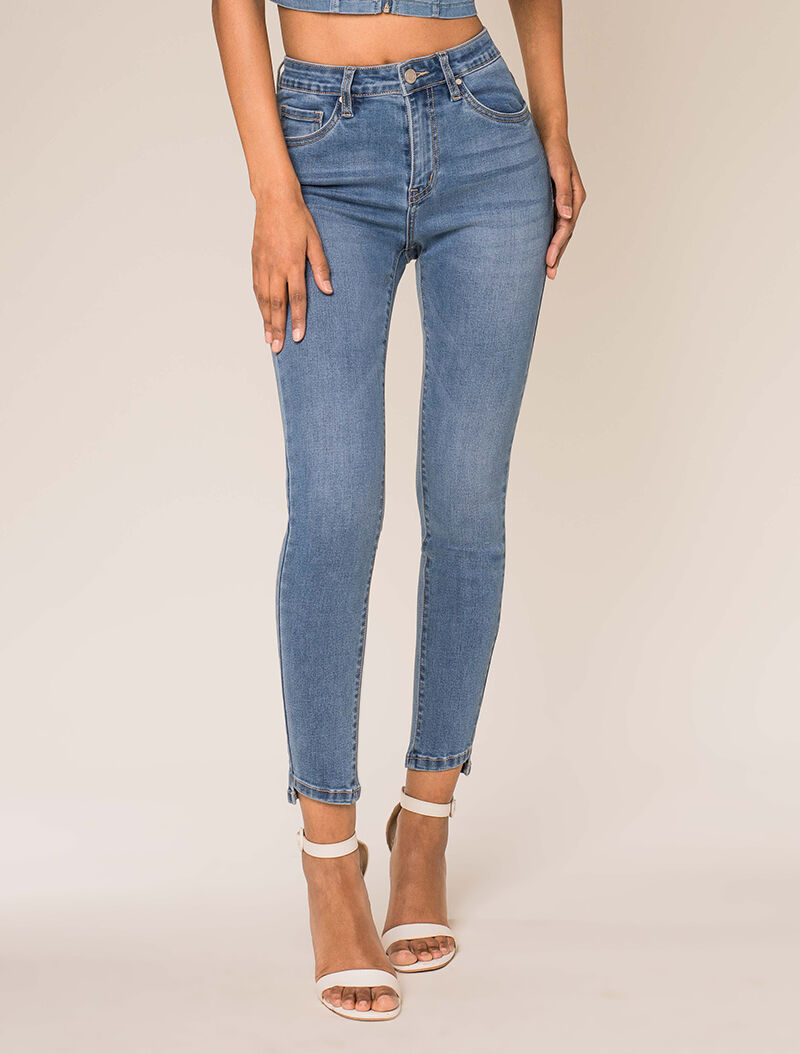 Jean 7/8 con efecto recortes - azul denim