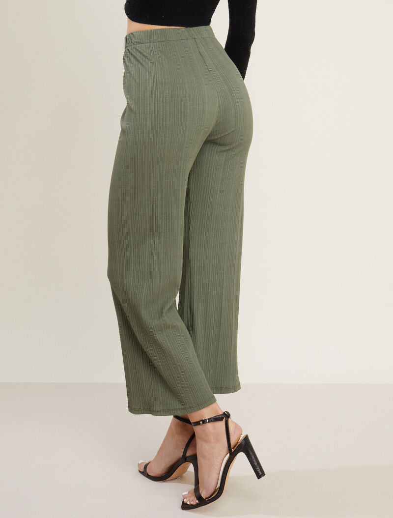 Pantalon fluide côtelé - kaki - 2
