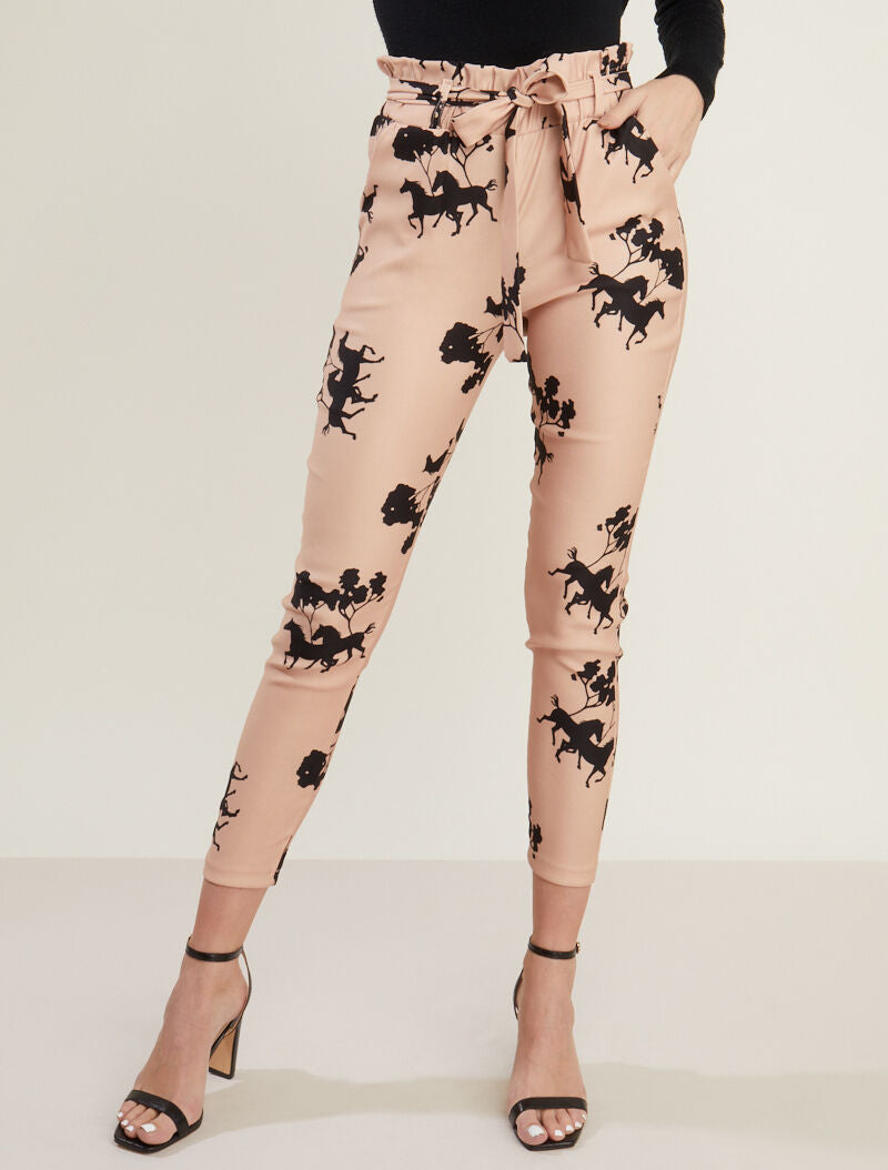 Pantalón 7/8 con estampados - camello