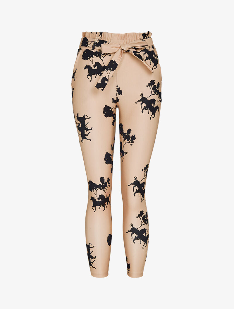 Pantalón 7/8 con estampados - camello
