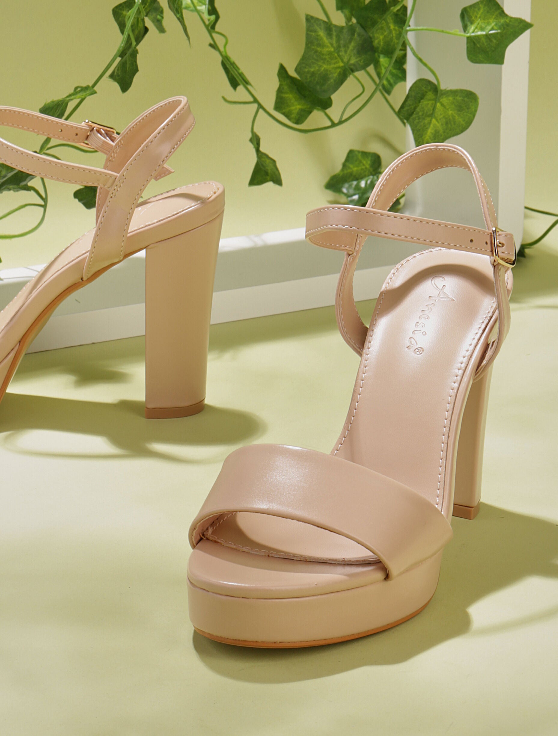 Sandales unies à plateforme - beige - 6