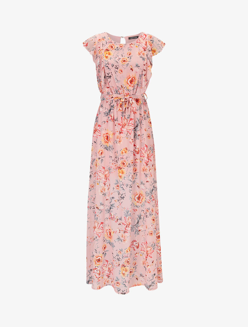 Robe fleurie à buste volanté - rose - 2