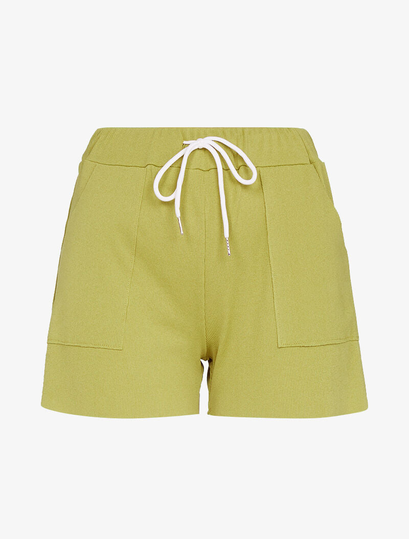 Short côtelé à bords coupe franche - vert anis - 2