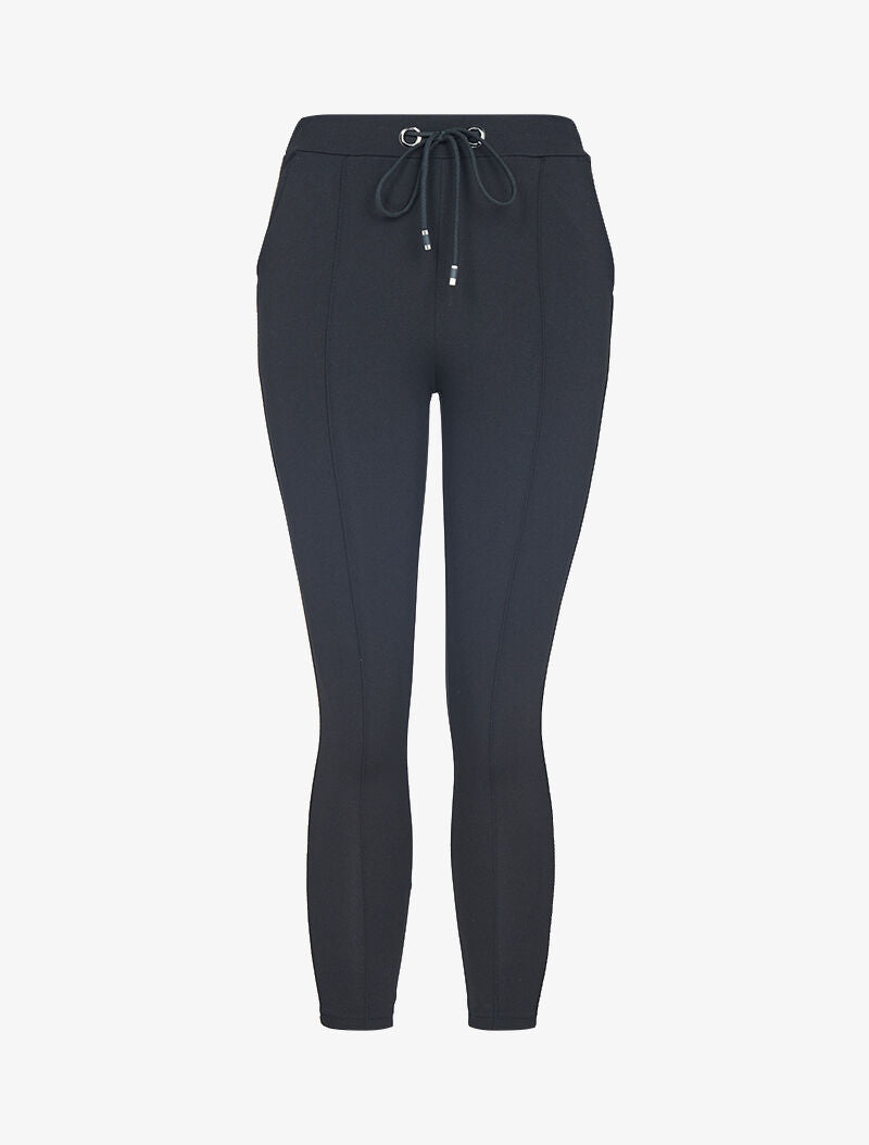 Pantalón 7/8 con bandas irisadas - negro/oro